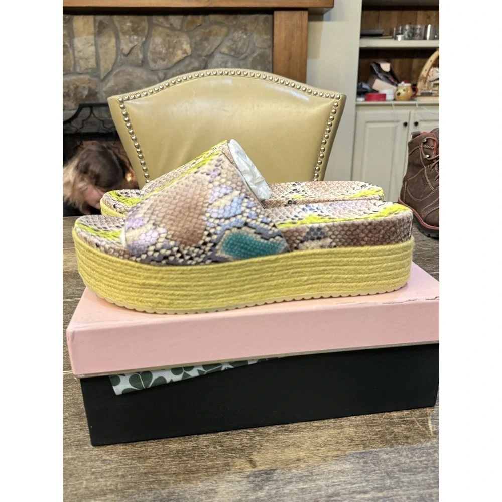 kate spade Zia Espadrille Platform‎ Sandal Snake Print Leather Slide Size 11